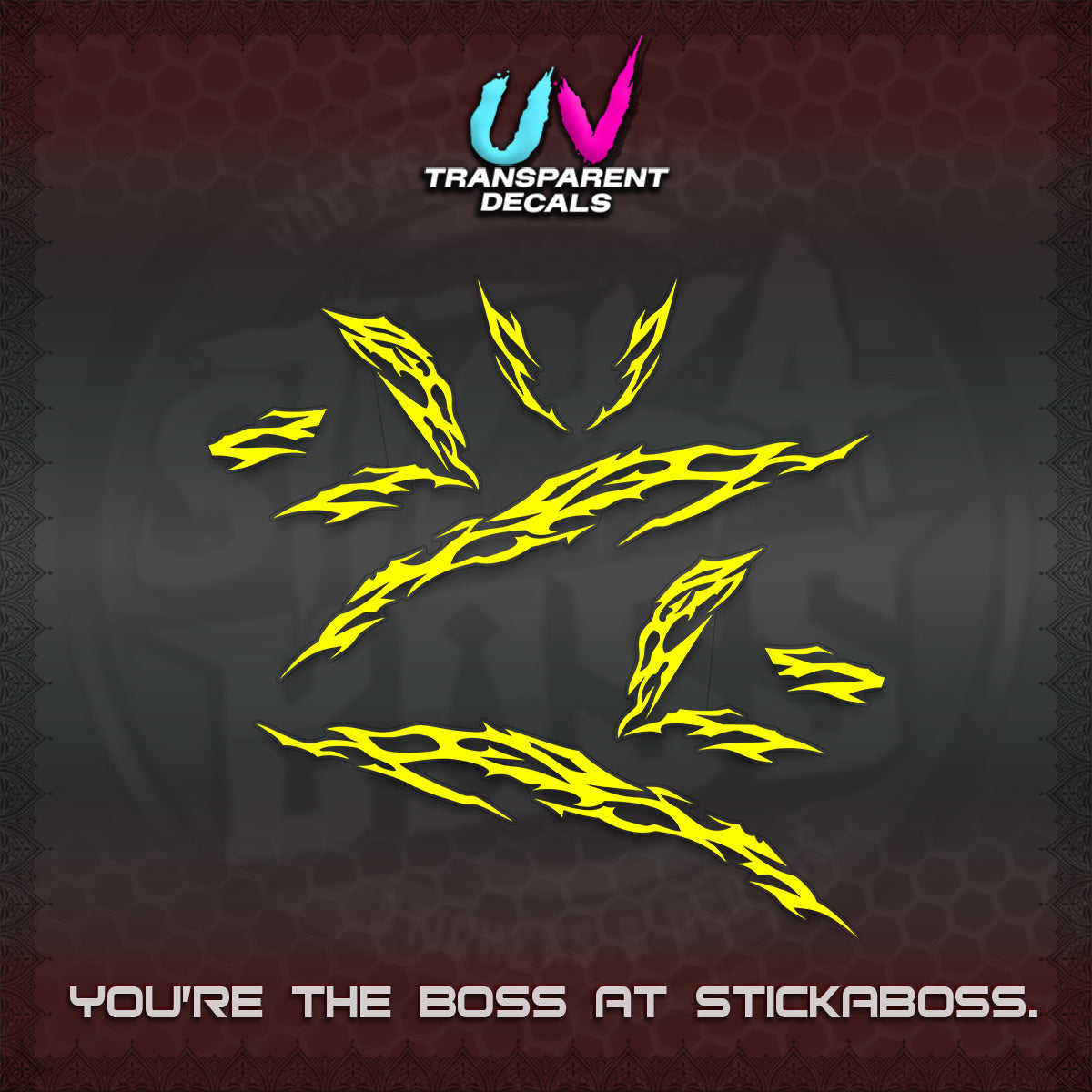 CLICK 125 V3 UV TRANSPARENT DECALS (2026 TRIBAL LIGHTNING DESIGN) STICKER KITS BY STICKABOSS