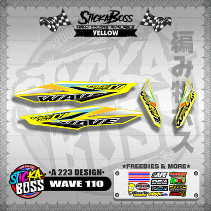 WAVE 110 DECALS ( A 223 DESIGN )【WITH FREEBIES】