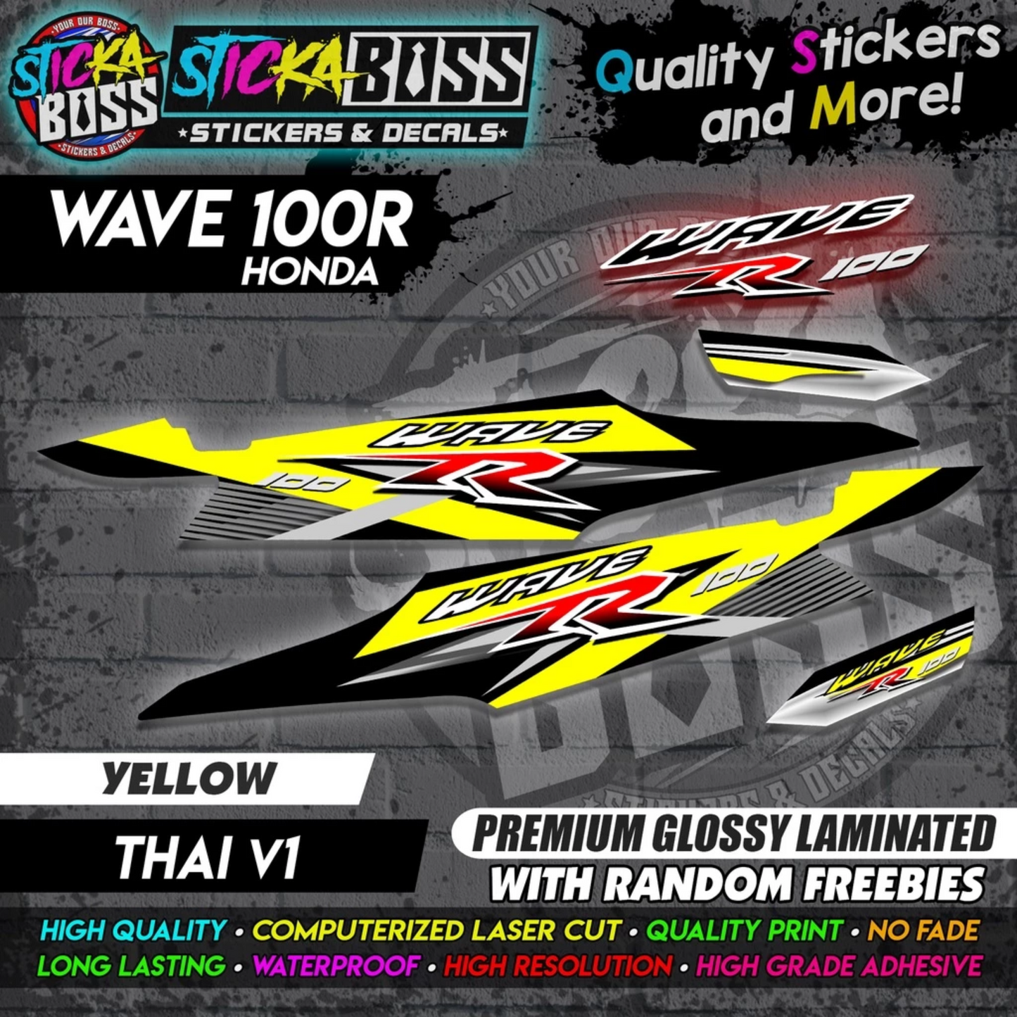 HONDA WAVE 100 R (THAI V1) [STOCK DECALS]【PREMIUM GLOSSY LAMINATED】