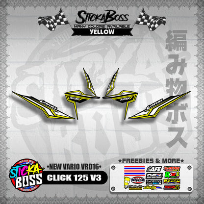 CLICK 125 V3 DECALS ( NEW VARIO VRD16 ) [ PREMIUM GLOSSY LAMINATED ]【WITH FREEBIES】