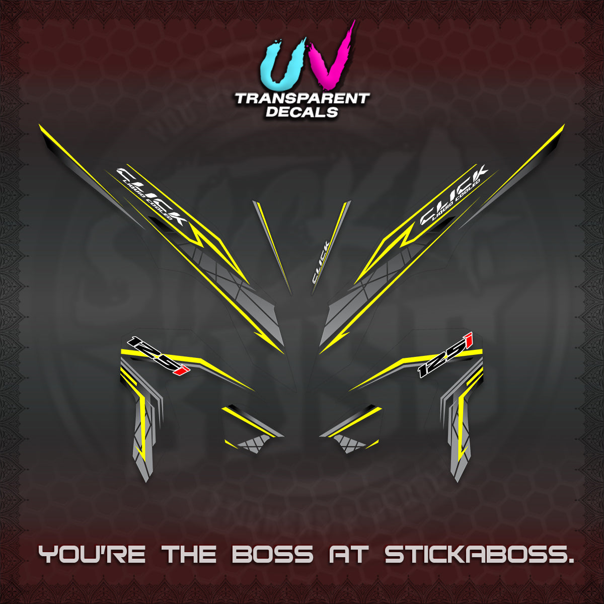 CLICK 125 V3 UV TRANSPARENT DECALS (2023 SIMPLE STRIPE DESIGN) STICKER DECALS By STICKABOSS