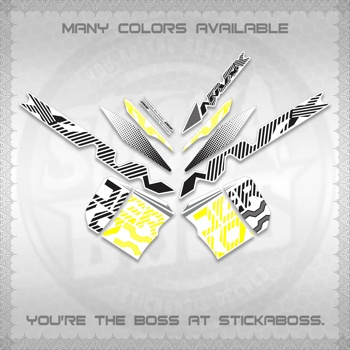 AEROX V2 NVX FOR WHITE DECALS (2024 NEW 001 DESIGN) STICKER DECALS By STICKABOSS