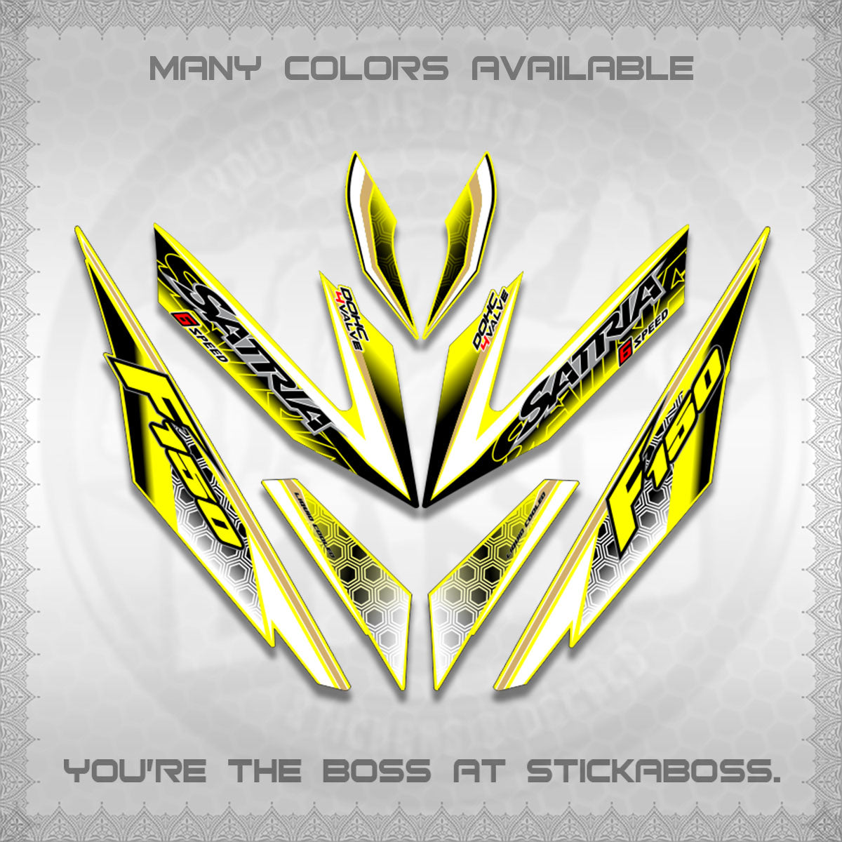 RAIDER 150 Fi SATRIA DECALS (NEW DESIGN 11 11)STICKER DECALS By STICKABOSS