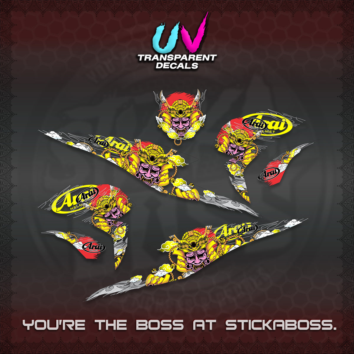 BEAT FI INDO UV TRANSPARENT DECALS (2026 NEW SAMURAI MOTIF) STICKER KITS BY STICKABOSS