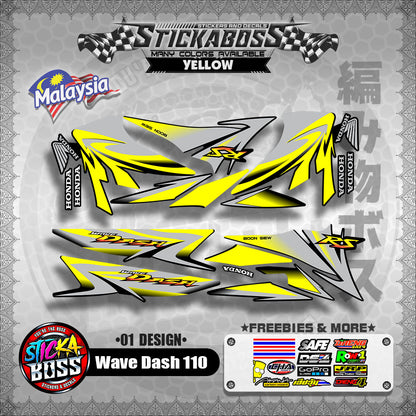 Honda Wave Dash 110 Malaysian Decals ( 01 Design ) Malaysia Concept【WITH FREEBIES】