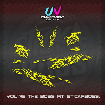 CLICK 125 V2 UV TRANSPARENT DECALS (2026 TRIBAL HEART DESIGN) STICKER KITS BY STICKABOSS