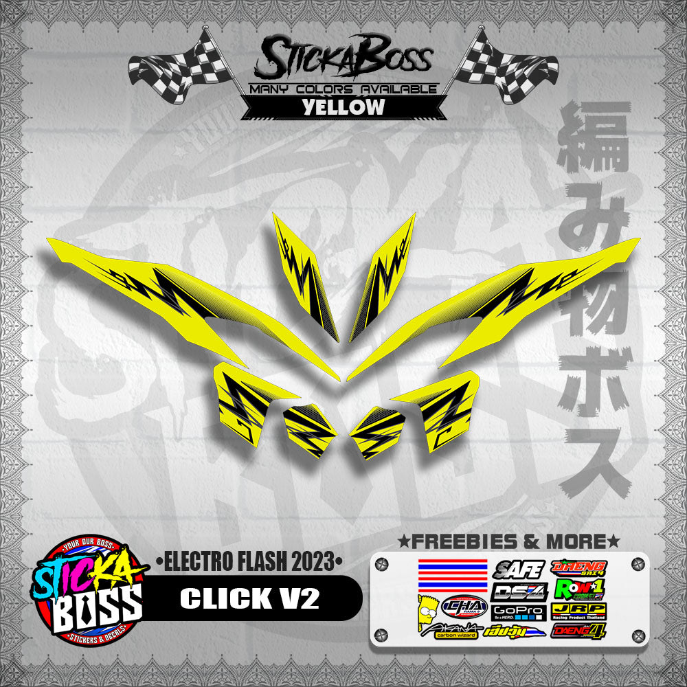 CLICK V2 DECALS ( ELECTRO FLASH 2023 ) [ PREMIUM GLOSSY LAMINATED ]【WITH FREEBIES】