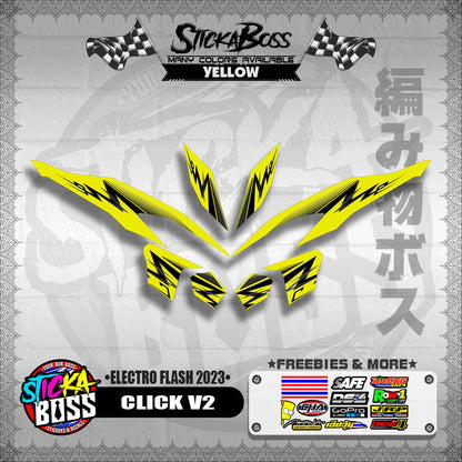 CLICK V2 DECALS ( ELECTRO FLASH 2023 ) [ PREMIUM GLOSSY LAMINATED ]【WITH FREEBIES】