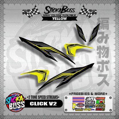 CLICK V2 DECALS ( 2 TONE SPEED STREAKS )【WITH FREEBIES】