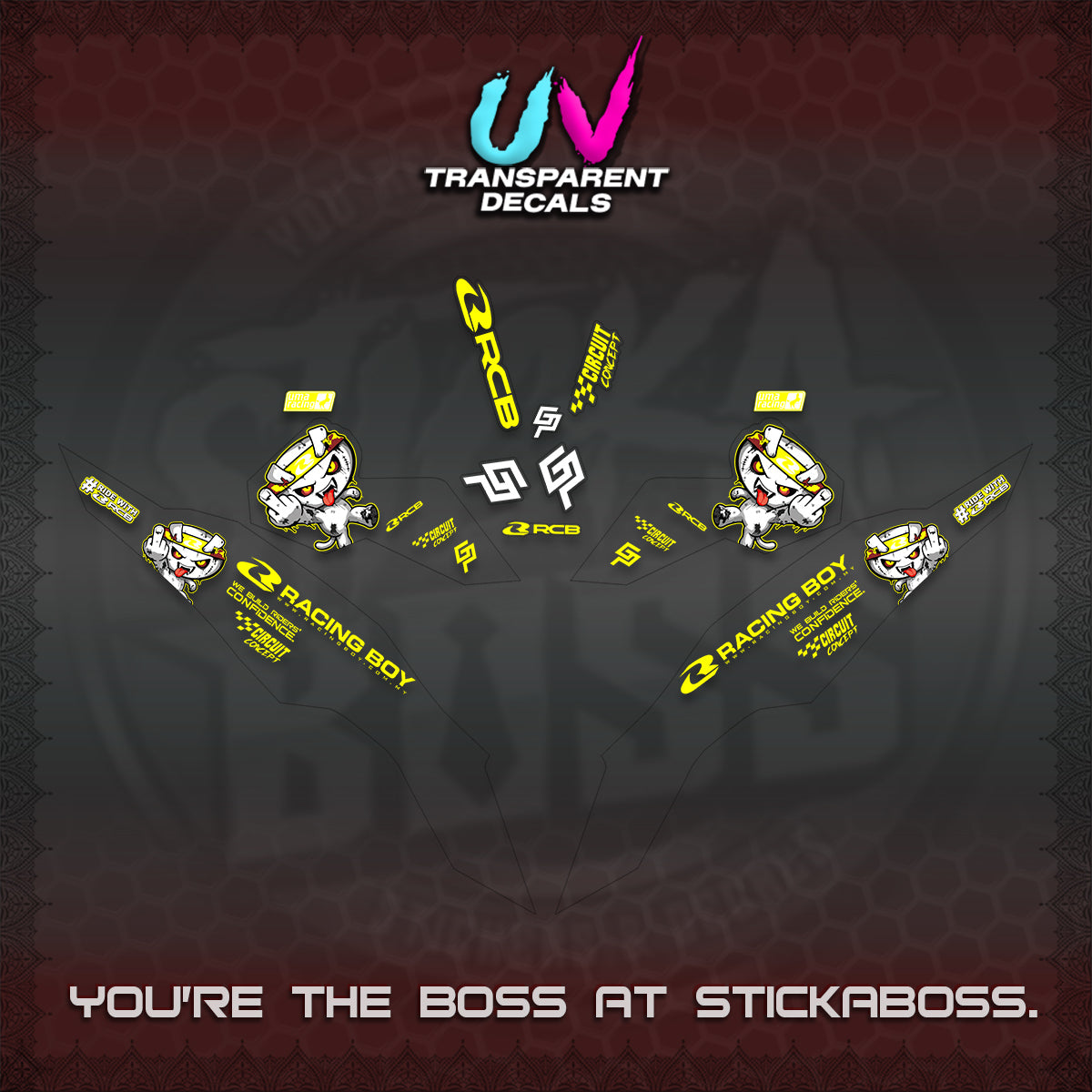 CLICK V3 UV TRANSPARENT DECALS (2026 RACE ZOMBIE DESIGN)STICKER DECALS By STICKABOSS