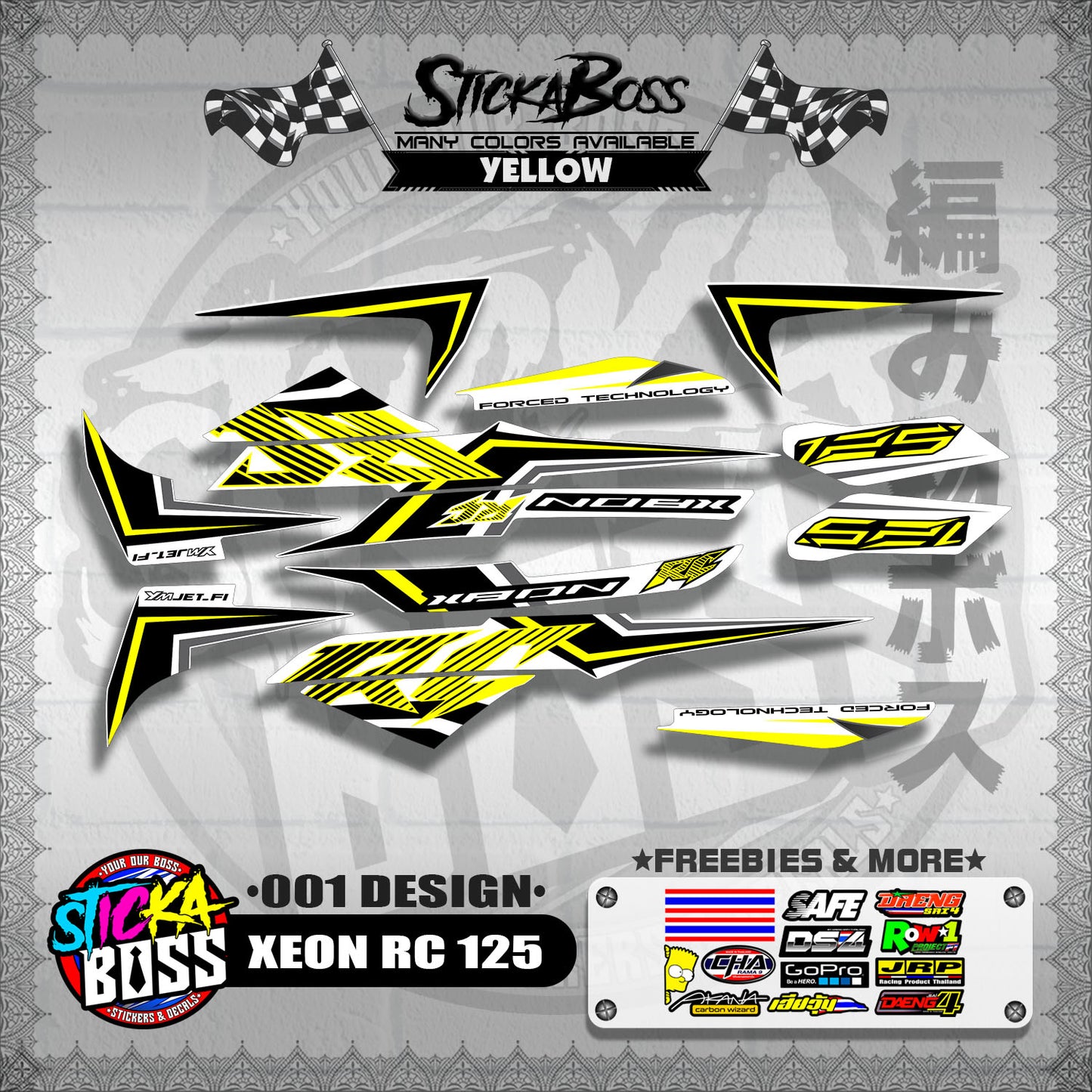 XEON RC 125 STOCK DECALS ( 001 DESIGN )【WITH FREEBIES】