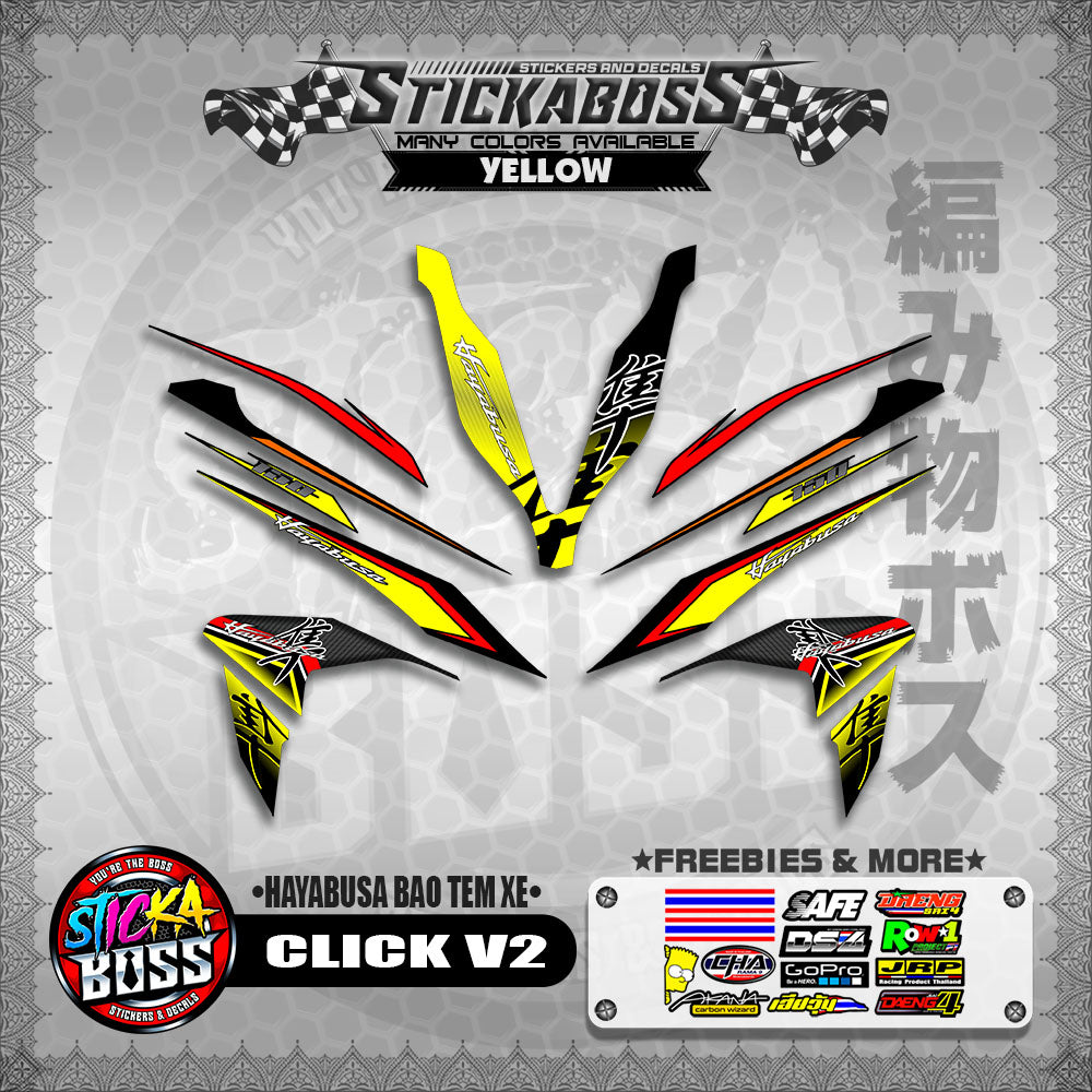 CLICK V2 INDO STICKER DECALS ( HAYABUSA BAO TEM XE )【WITH FREEBIES】
