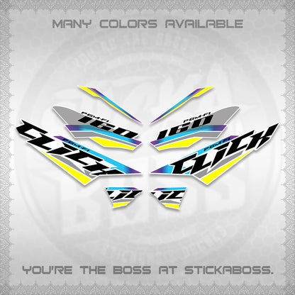 CLICK 160 STRIPING FOR WHITE DECALS (SPORTS RACE STRIPES 01) STICKER KITS BY STICKABOSS