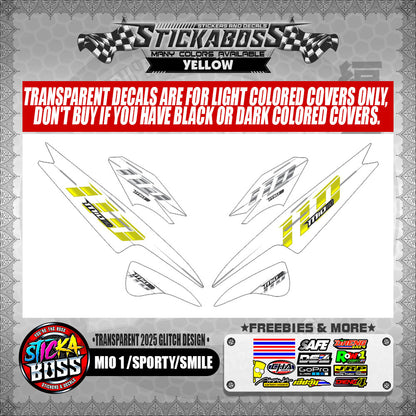 MIO 1/SPORTY/SMILE STICKER DECALS ( TRANSPARENT 2025 GLITCH DESIGN )【WITH FREEBIES】
