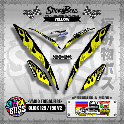 CLICK 125 / 150 V2 DECALS ( VARIO TRIBAL FIRE )【WITH FREEBIES】