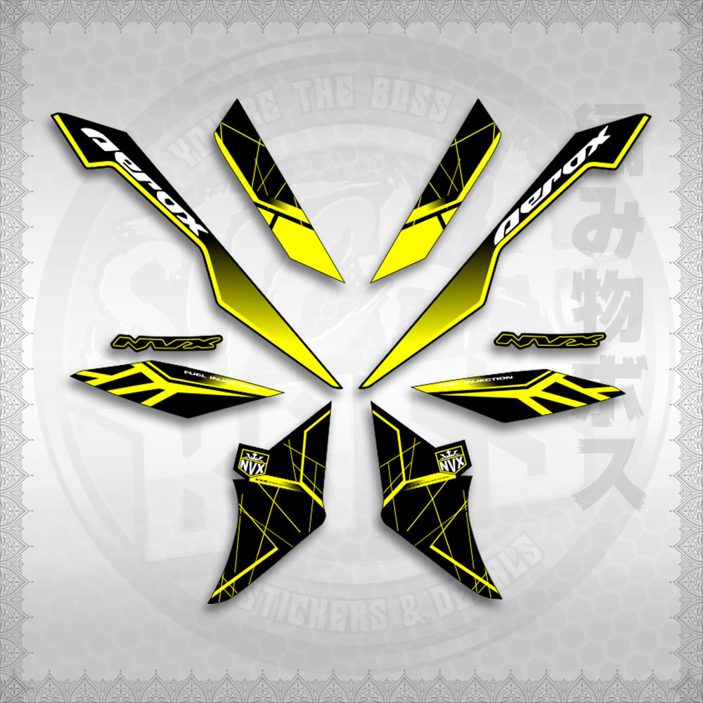 STICKER DECALS for AEROX V3 ALPHA TURBO INDO-MALAYSIAN (AV3MAMABO) By STICKABOSS (SOFIE LAMINATED WATERPROOF)