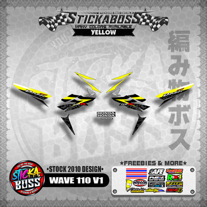 Honda Wave Dash 110r v1 Stock Decals (2010 Design)【WITH FREEBIES】 Rusi Swish Mono