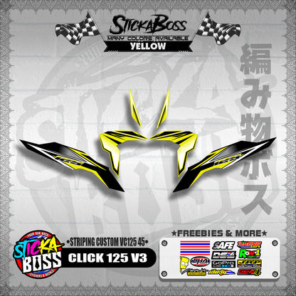 CLICK 125 V3 DECALS ( STRIPING CUSTOM VC125 45 )【WITH FREEBIES】