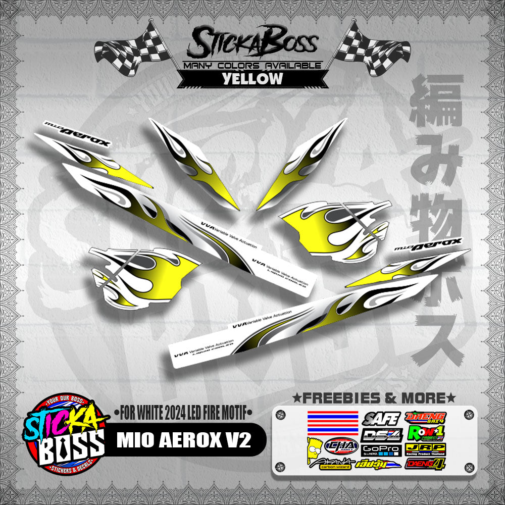 MIO AEROX V2 DECALS ( FOR WHITE 2024 LED FIRE MOTIF )【WITH FREEBIES】