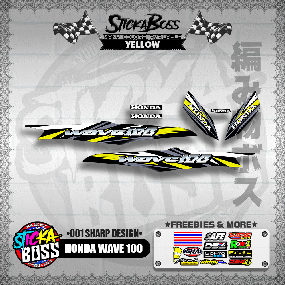 HONDA WAVE 100 DECALS ( 001 SHARP DESIGN )【WITH FREEBIES】