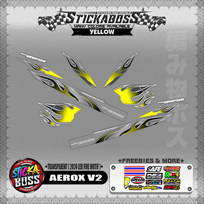 [ PREMIUM UV PRINT ] TRANSPARENT AEROX V2 DECALS ( 2024 LED FIRE MOTIF )【WITH FREEBIES】