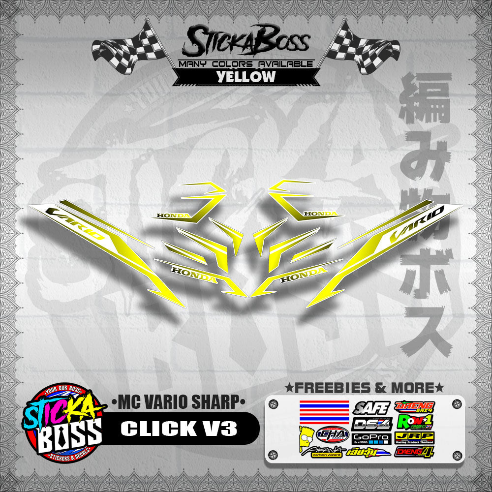 CLICK V3 DECALS ( MC VARIO SHARP ) [ PREMIUM GLOSSY LAMINATED ]【WITH FREEBIES】