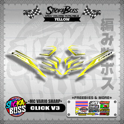 CLICK V3 DECALS ( MC VARIO SHARP ) [ PREMIUM GLOSSY LAMINATED ]【WITH FREEBIES】