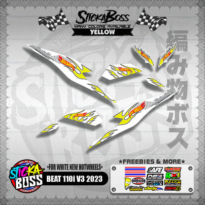 BEAT 110i V3 2023 DECALS ( FOR WHITE NEW HOTWHEELS )【WITH FREEBIES】