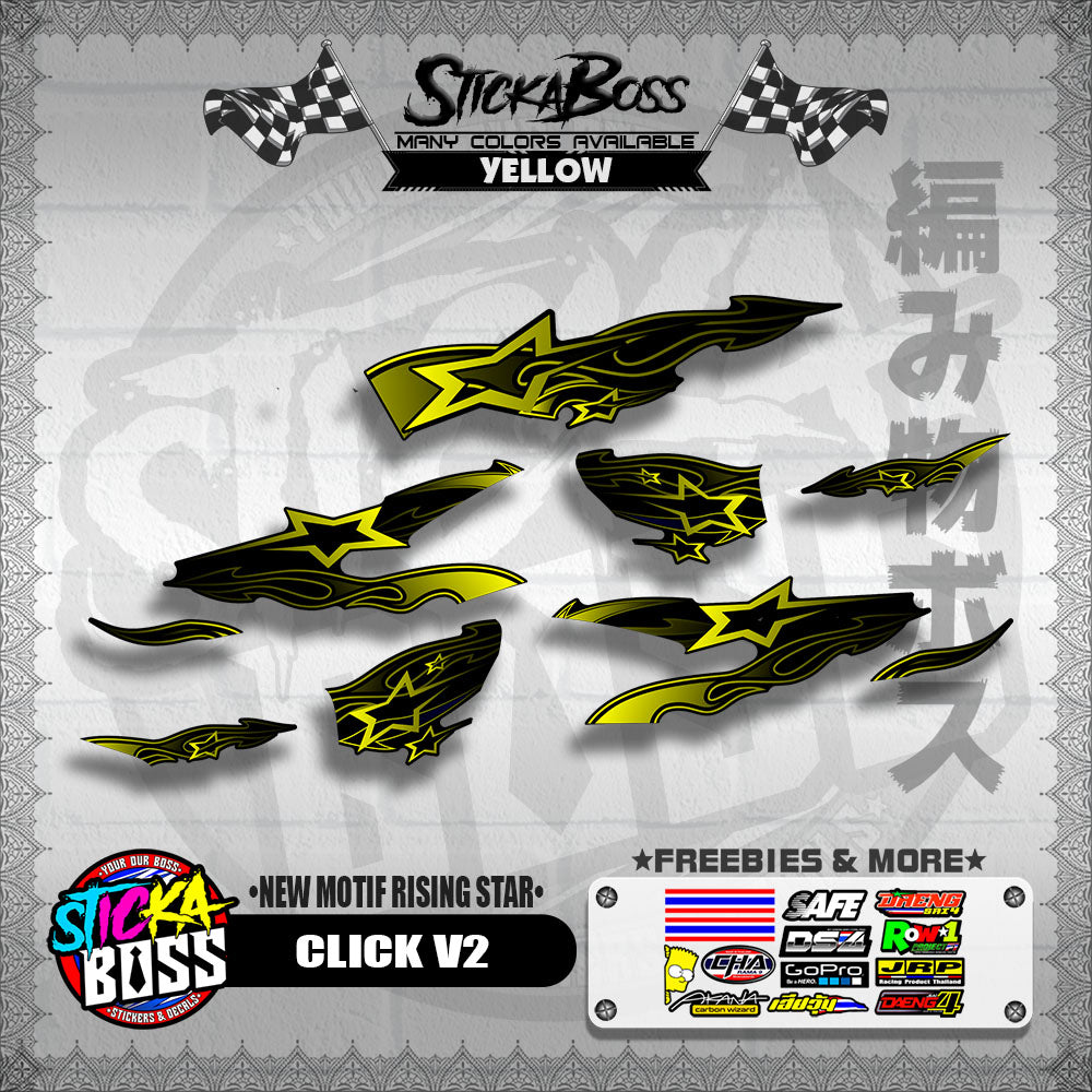 CLICK V2 DECALS ( NEW MOTIF RISING STAR ) [ PREMIUM GLOSSY LAMINATED ]【WITH FREEBIES】