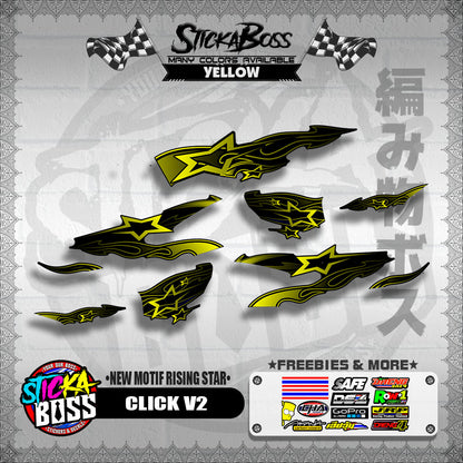 CLICK V2 DECALS ( NEW MOTIF RISING STAR ) [ PREMIUM GLOSSY LAMINATED ]【WITH FREEBIES】