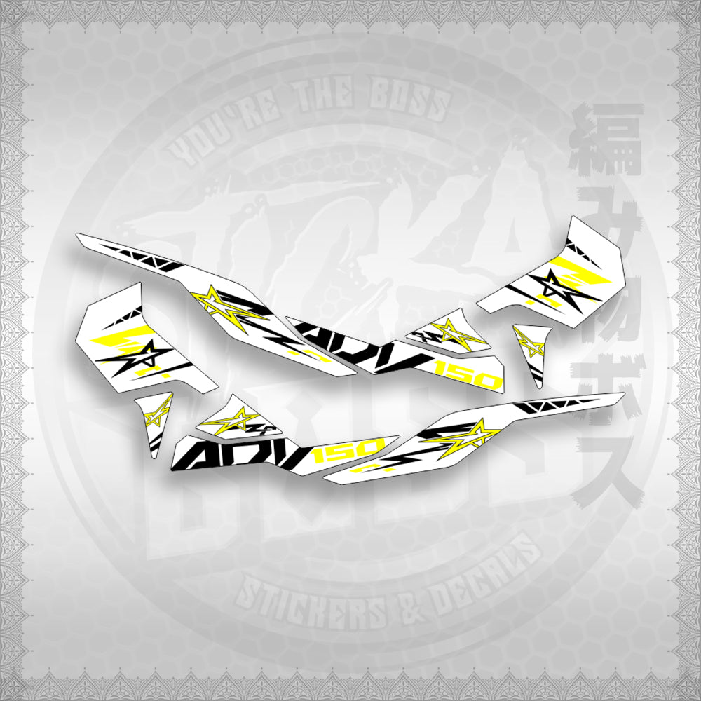 STICKER DECALS for ADV 150 (A150ALxOMINFOWH) By STICKABOSS (SOFIE LAMINATED WATERPROOF)