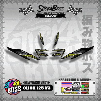CLICK 125 V3 DECALS ( NEW VARIO VRD17 ) [PREMIUM GLOSSY LAMINATED ]【WITH FREEBIES】