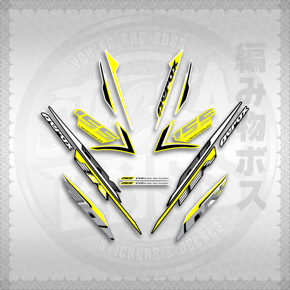 STICKER DECALS for AEROX 155 V2 (AV2NESPGR) By STICKABOSS (SOFIE LAMINATED WATERPROOF)