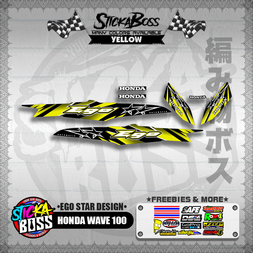 HONDA WAVE 100 DECALS ( EGO STAR DESIGN )【WITH FREEBIES】