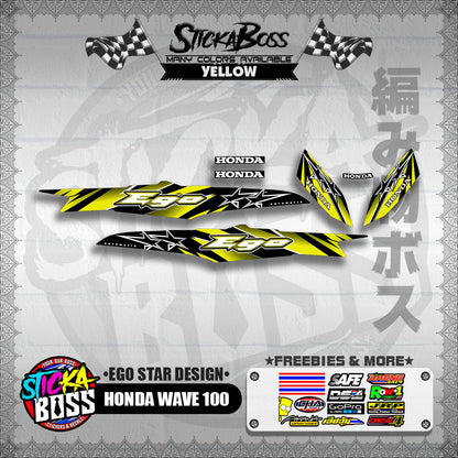 HONDA WAVE 100 DECALS ( EGO STAR DESIGN )【WITH FREEBIES】