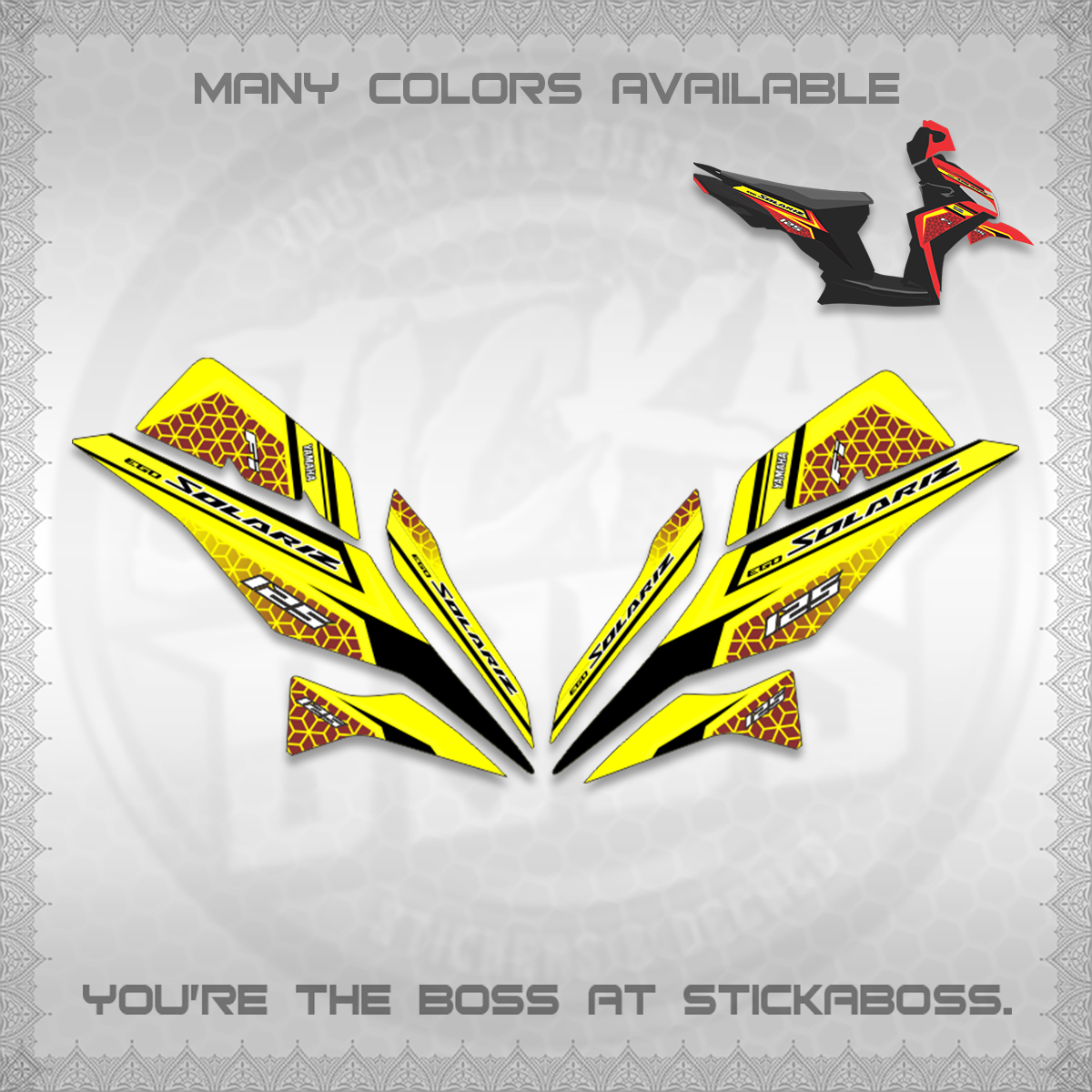 MIO I 125 M3 (NEW SOLARIZ MOTIF 25)STICKER DECALS By STICKABOSS (Copy)