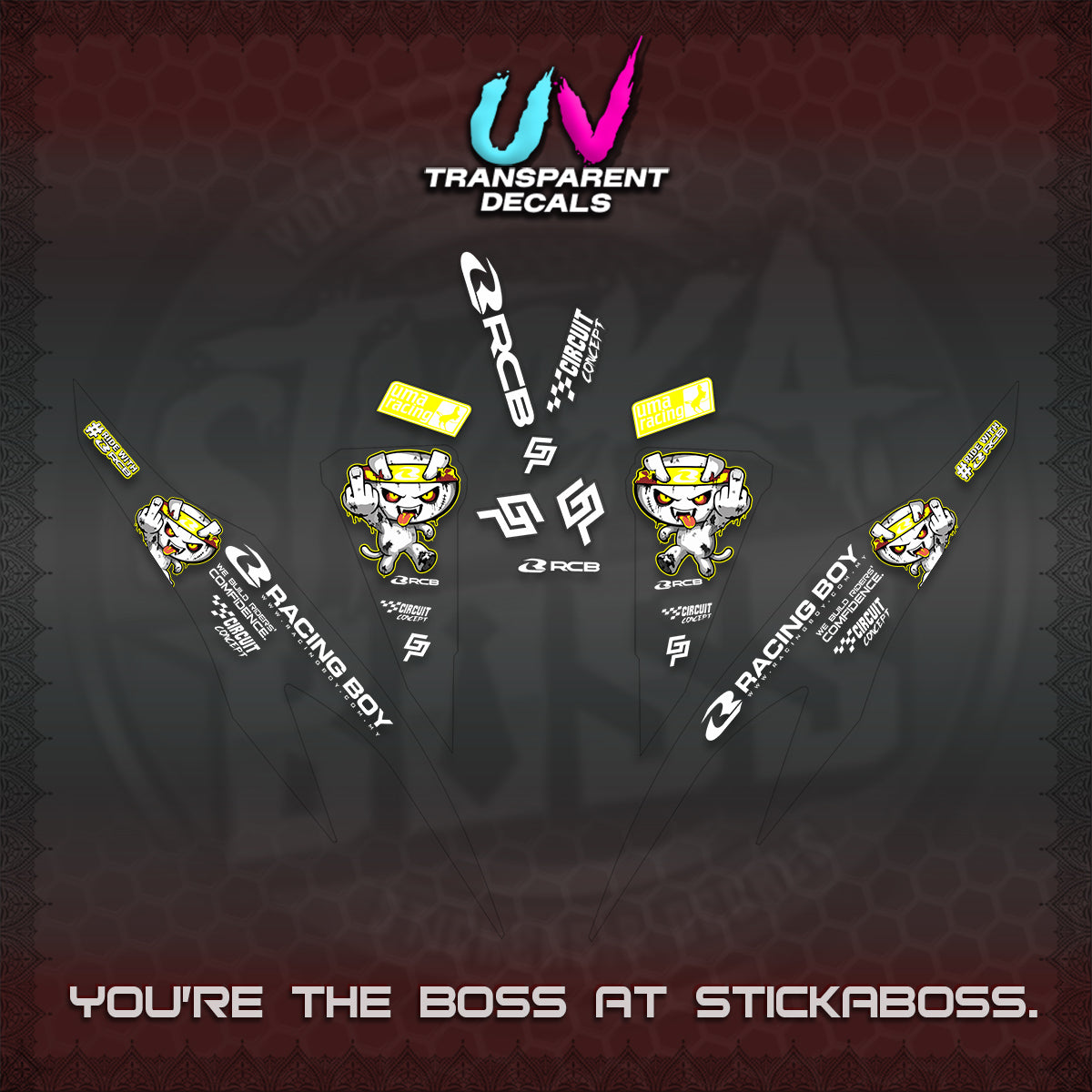 CLICK V2 UV TRANSPARENT DECALS (2026 RACE ZOMBIE DESIGN)STICKER DECALS By STICKABOSS