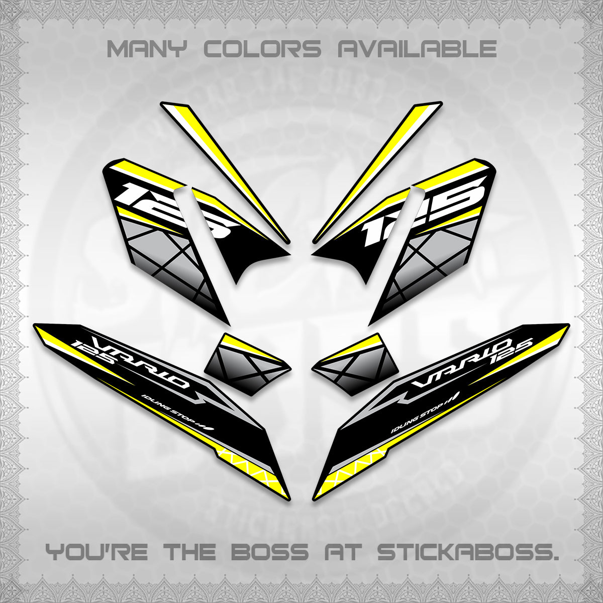 CLICK 125 V4 VARIO DECALS (2026 MODERN STRIPE DESIGN) STICKER KITS BY STICKABOSS