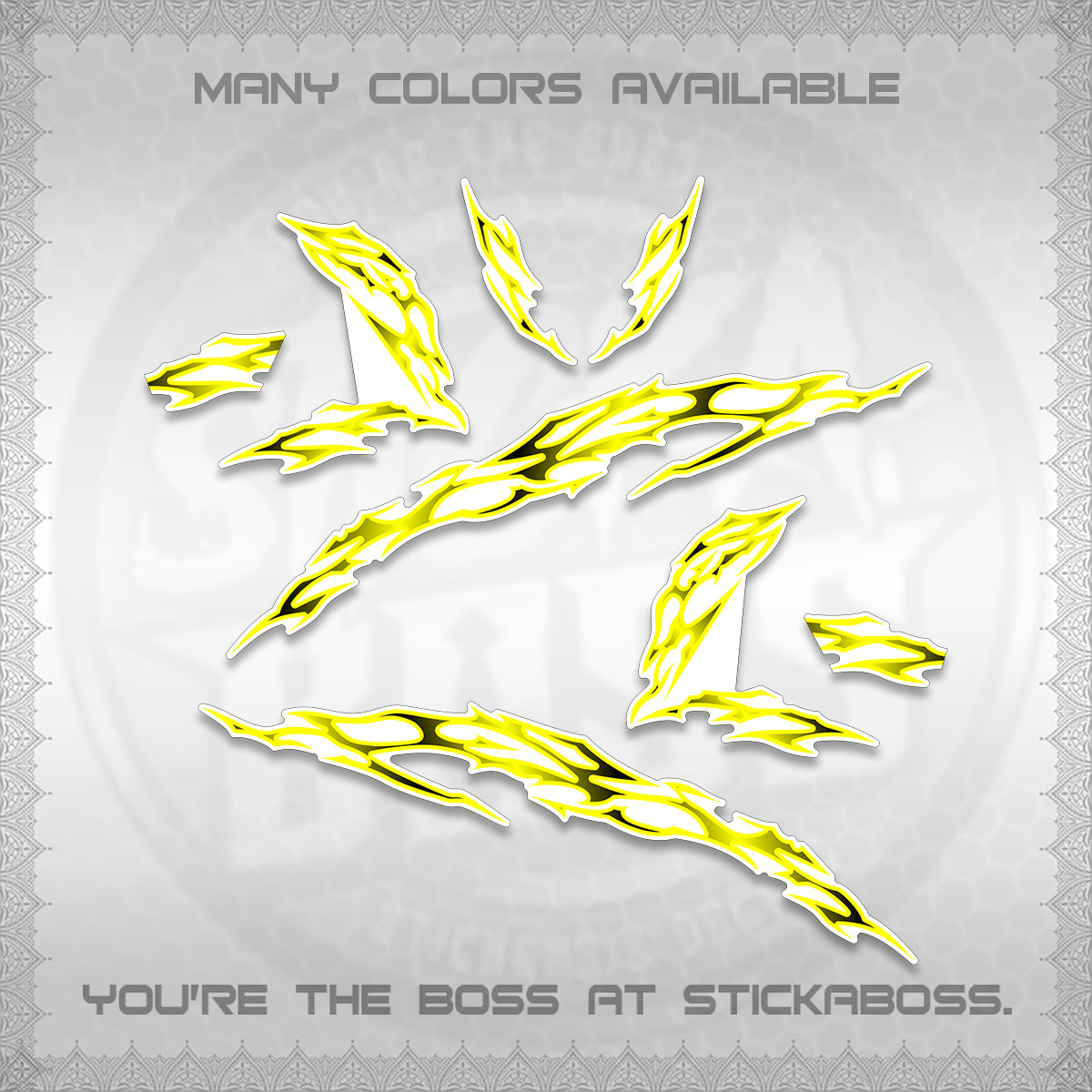 CLICK 125 V3 FOR WHITE DECALS (2026 TRIBAL LIGHTNING DESIGN) STICKER KITS BY STICKABOSS