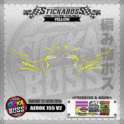 【PREMIUM UV PRINT】TRANSPARENT AEROX 155 V2 STICKER DECALS ( 2023 CUSTOM STRIPING )【WITH FREEBIES】