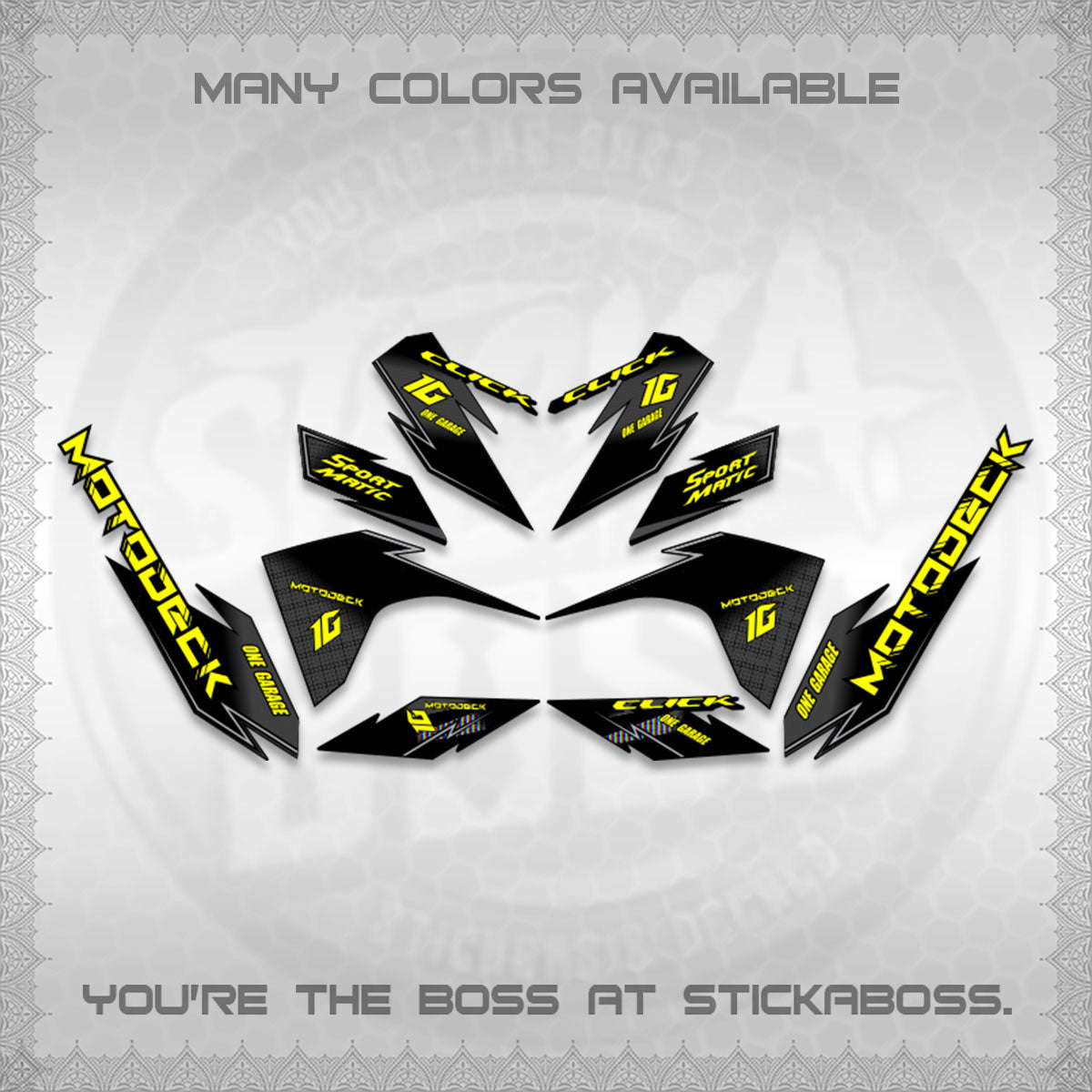 CLICK V3 DECALS (ONE GARAGE INSPIRED)STICKER DECALS BY STICKABOSS
