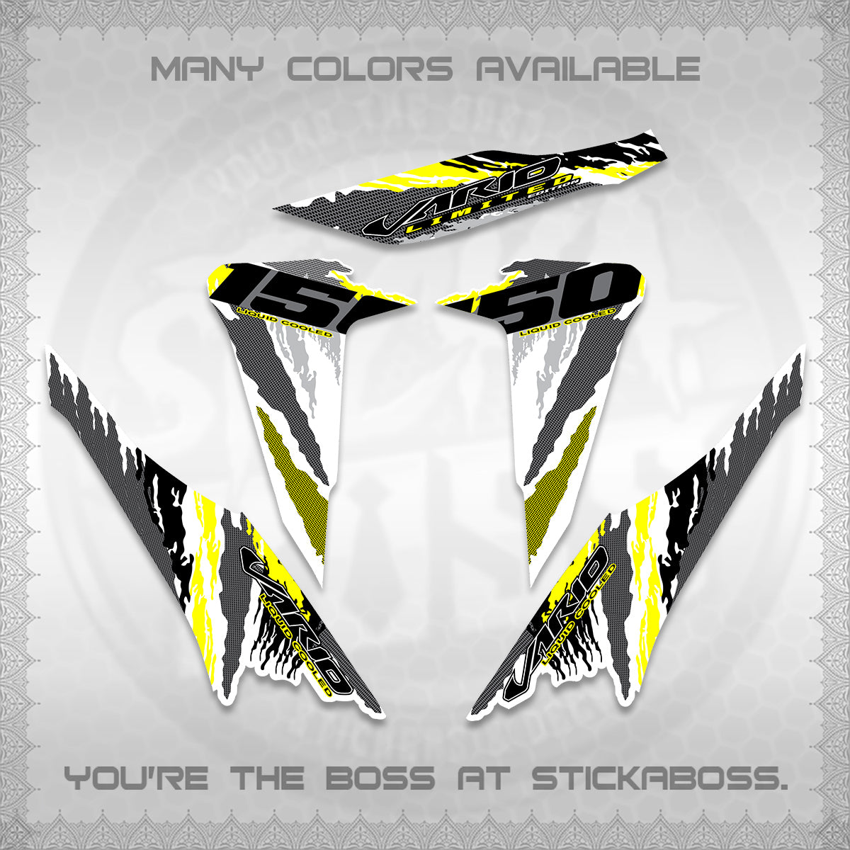 CLICK 150 V2 VARIO FOR WHITE DECALS (2022 SPECIAL SPLASH DESIGN) STICKER KITS BY STICKABOSS