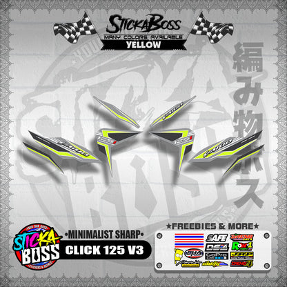 CLICK 125 V3 DECALS ( MINIMALIST SHARP )【WITH FREEBIES】
