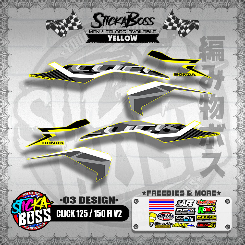 CLICK 125 / 150 Fi V2 DECALS ( 03 DESIGN )【WITH FREEBIES】