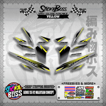AEROX 155 V2 MALAYSIAN CONCEPT DECALS ( SHARP STRIPPING MODIFIED )【WITH FREEBIES】