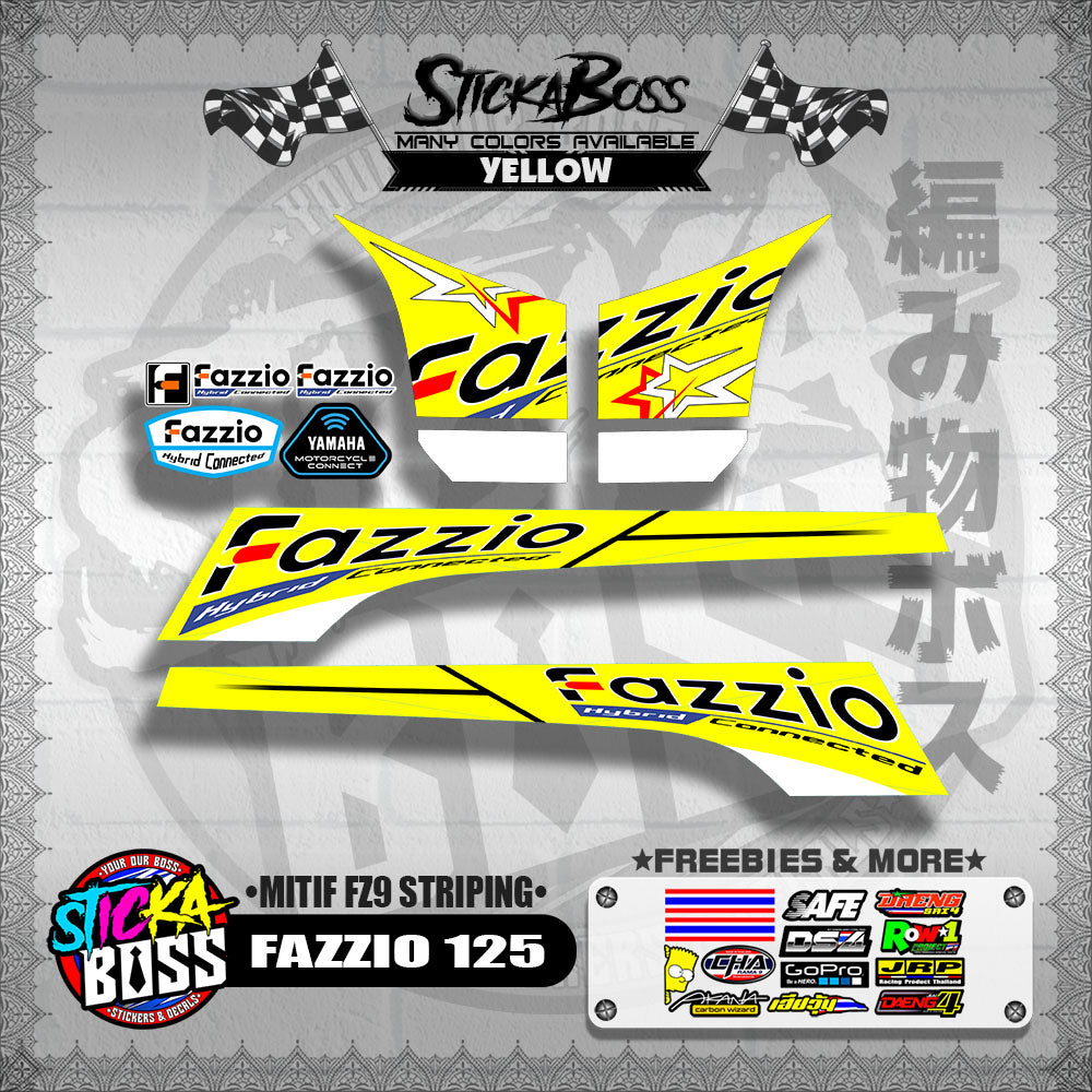 FAZZIO 125 DECALS ( MITIF FZ9 STRIPING )【WITH FREEBIES】