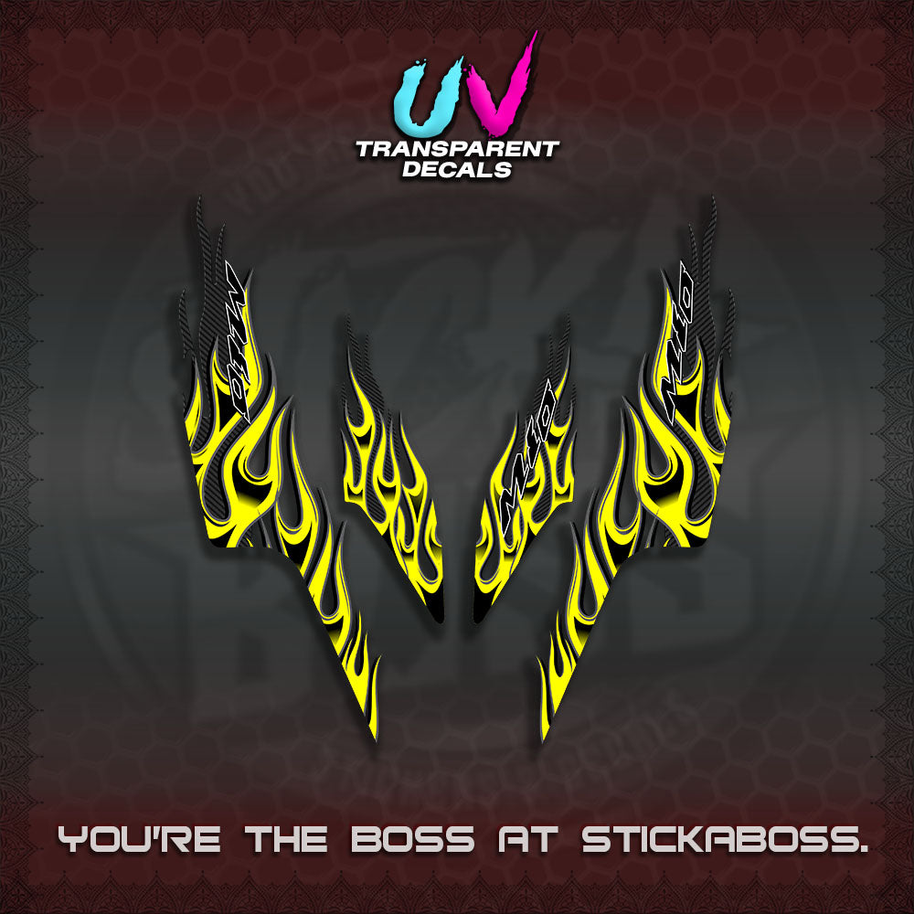 【PREMIUM UV PRINT】TRANSPARENT MIO SPORTY/ SMILEY  DECALS (MOTIF API NEW TERBARU VIRAL)By STICKABOSS
