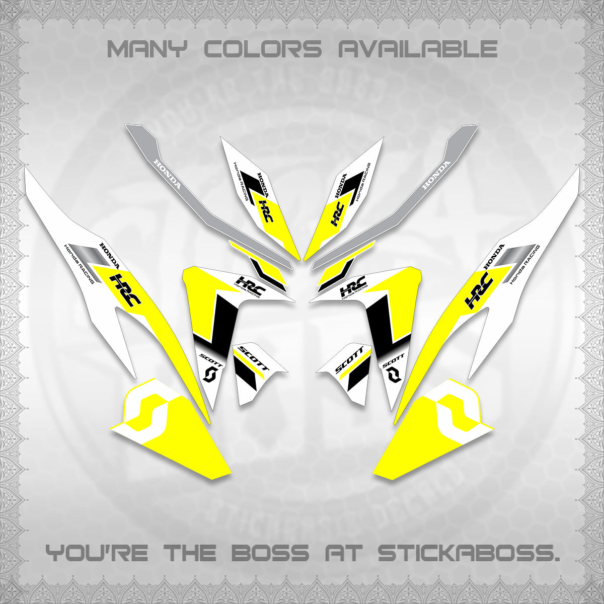 CLICK V2 FOR WHITE DECALS (SCOTTxHRC DESIGN) STICKER KITS By STICKABOSS