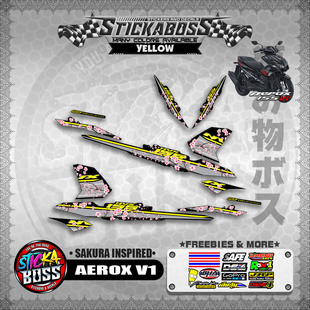 AEROX V1 STICKER DECALS ( SAKURA INSPIRED )【WITH FREEBIES】