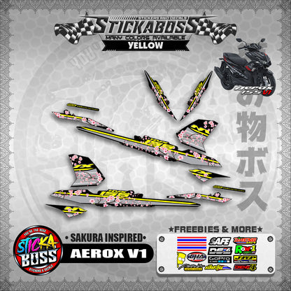 AEROX V1 STICKER DECALS ( SAKURA INSPIRED )【WITH FREEBIES】